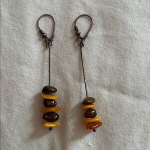 Elegant Amber and Brown Dangle Earrings